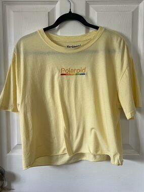 yellow polaroid crop top